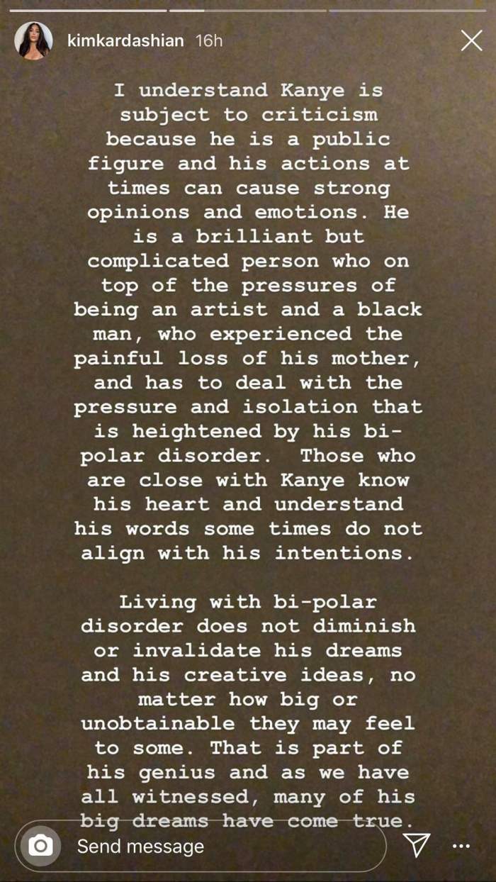 Kim Kardashian, adevărul despre divorțul de Kanye West. Ce a postat vedeta pe Instagram: “Este victima unor critici”