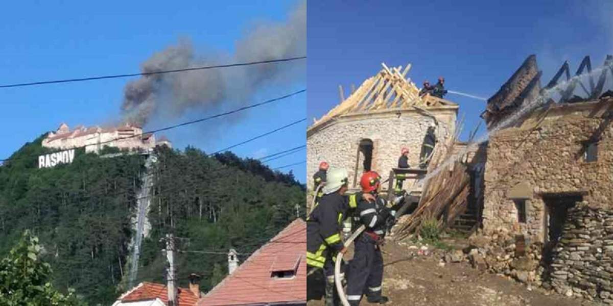 Incendiu devastator la Cetatea Râșnov! Turiștii veniți în vizită au fost imediat evacuați! / FOTO