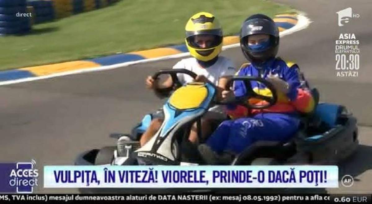 Veronica, apariție sexy, pe tocuri, la karting! Viorel i-a fost mereu alături, la condus! „Să ne obișuim cu volanul” / VIDEO