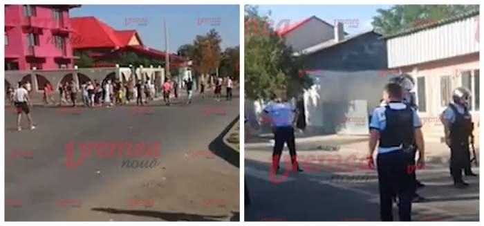 Încăierare între clanuri, în Vaslui, chiar sub privirile polițiștilor! Două persoane au fost rănite, după ce un bărbat a intrat cu mașina în mulțime / VIDEO