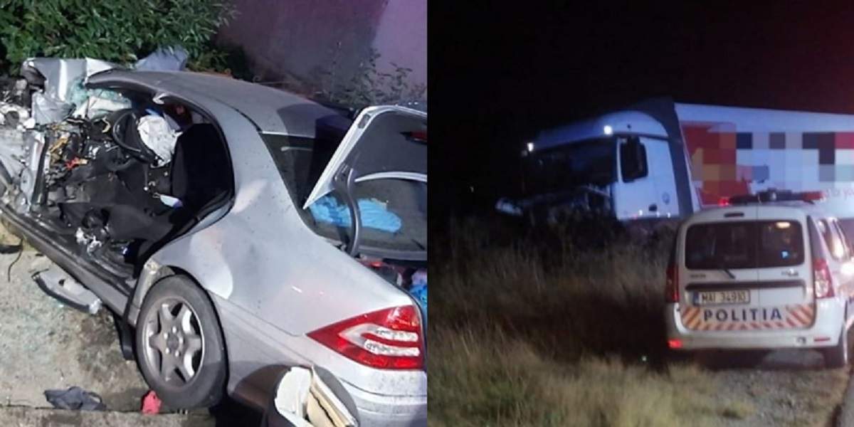 Accident tragic în Bistrița! Un bărbat a murit, după ce mașina lui a fost spulberată de un TIR! O femeie și trei copii au ajuns la spital! / FOTO