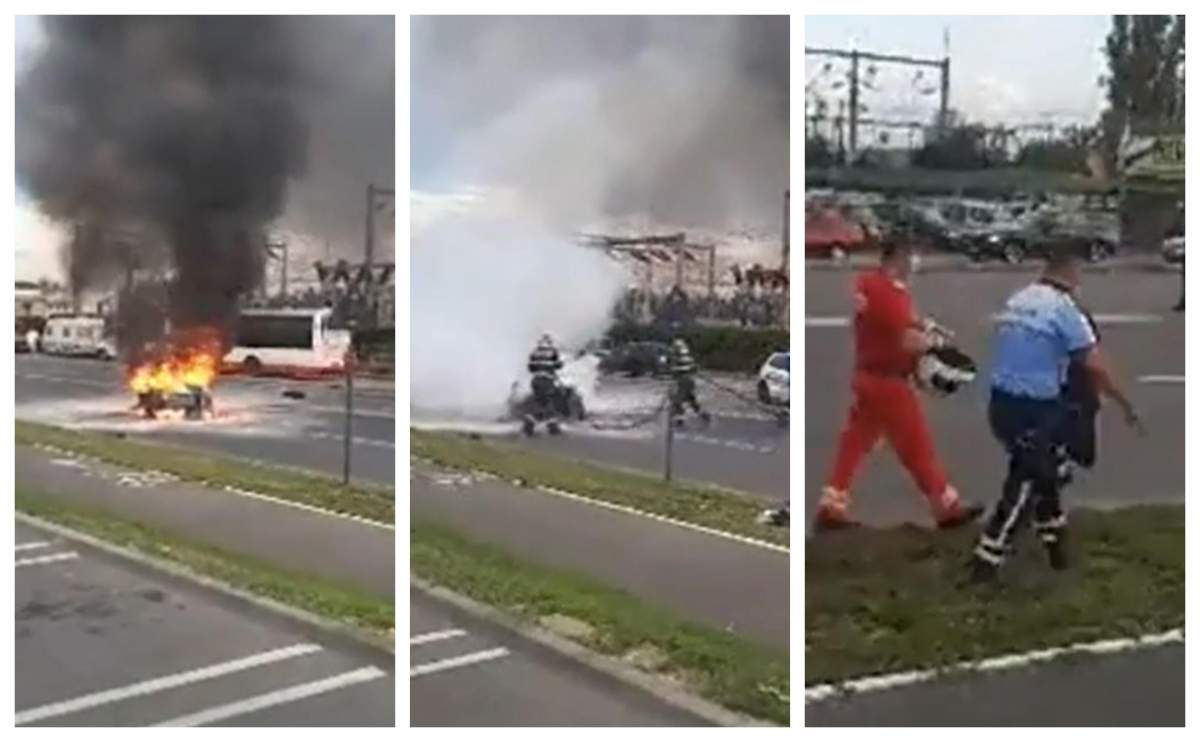 Polițist pe motocicletă, lovit de o șoferiță grăbită, în Buzău! În ce stare se află omul legii / VIDEO