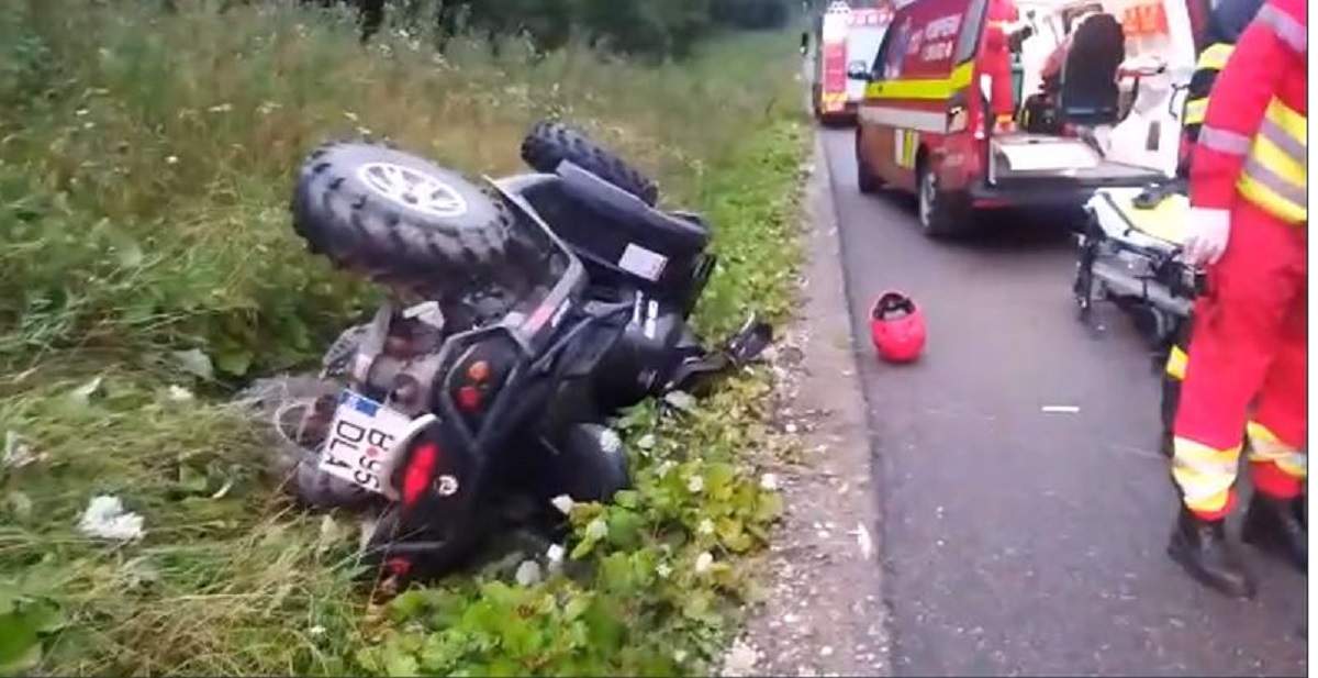 Accident cu 2 victime pe un drum din Bușteni! O femeie de 51 de ani a fost grav rănită, după ce s-a răsturnat cu ATV-ul condus de un tânăr