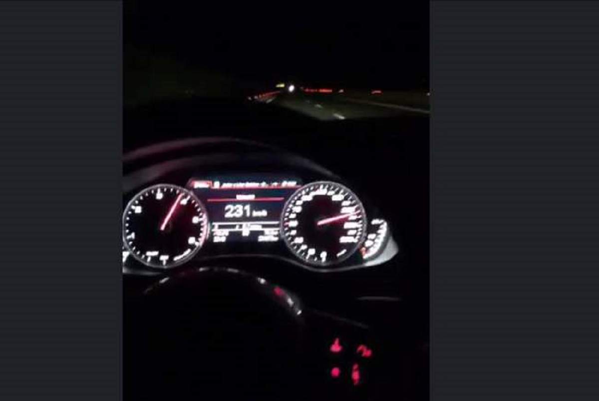 Inconștiență la volan! Un șofer din Timișoara a transmis live pe Facebook, în timp ce conducea cu 230 de kilometri la oră / VIDEO