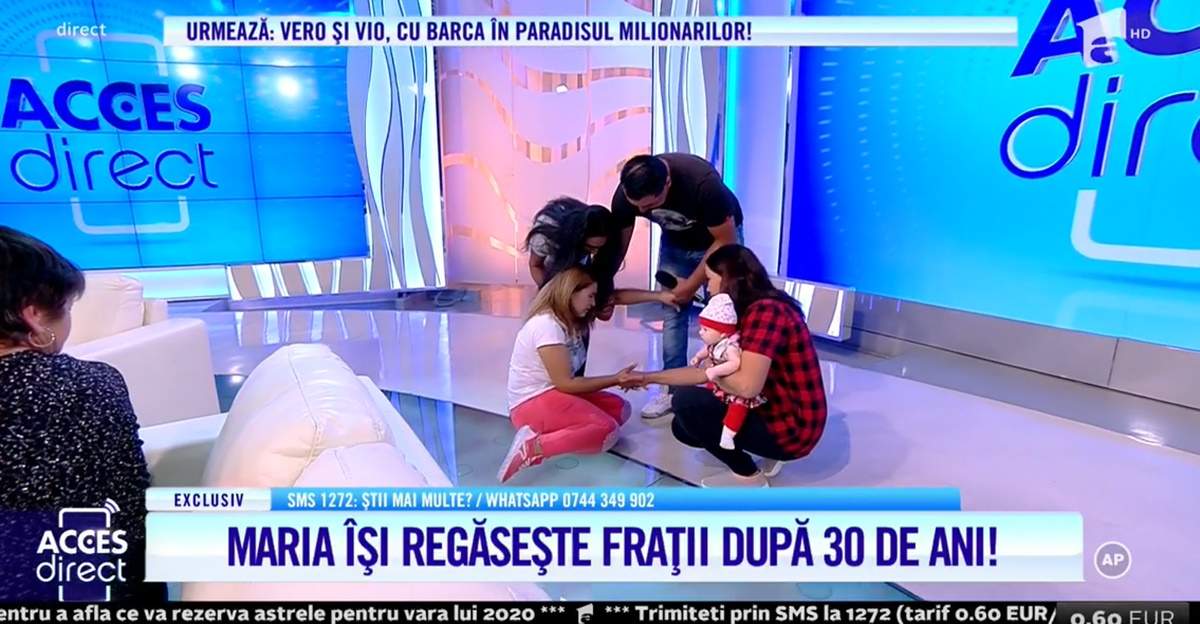 Acces Direct. Lacrimi de fericire pentru Maria! Fata câștigată la barbut și-a întâlnit frații după 30 de ani! / VIDEO