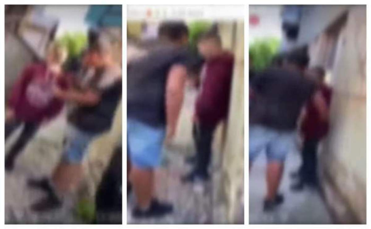 Colaj foto realizat din scea de groază petrecută la Târgu Jiu, unde un băiat este bătut cu bestialitate