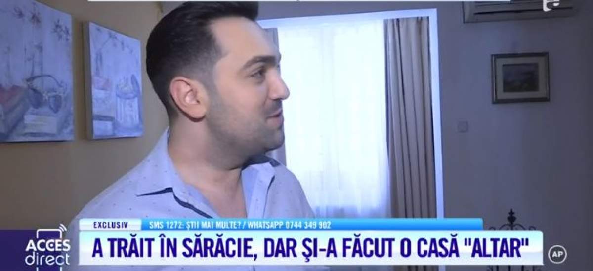 Leonard Petcu, îmbrăcat în cămașă albă, își prezintă casa