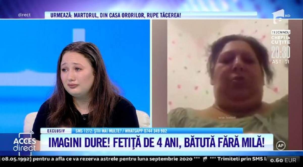 Fiica femeii care și-a bătut fiica de 4 ani.