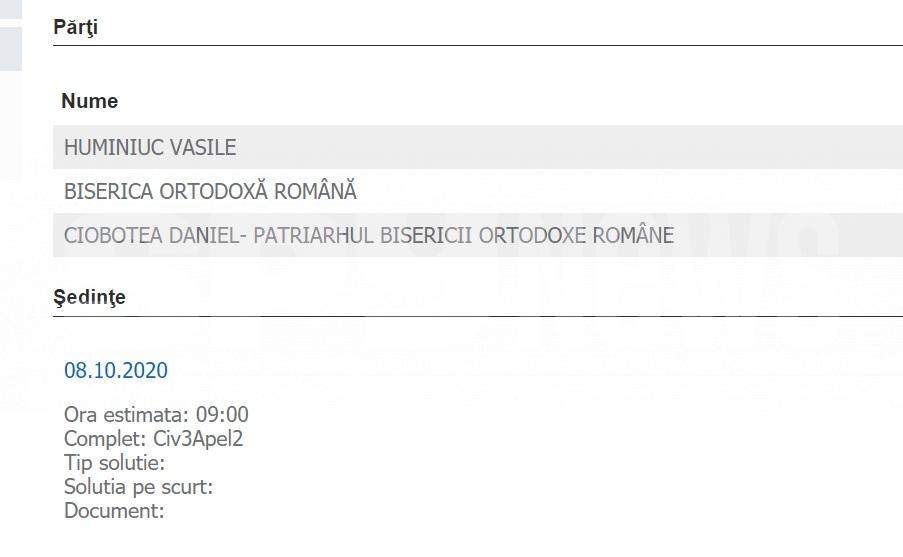 Patriarhul Daniel, la bară, pentru 20.000 de lei / Un enoriaș îl hărțuiește de opt ani