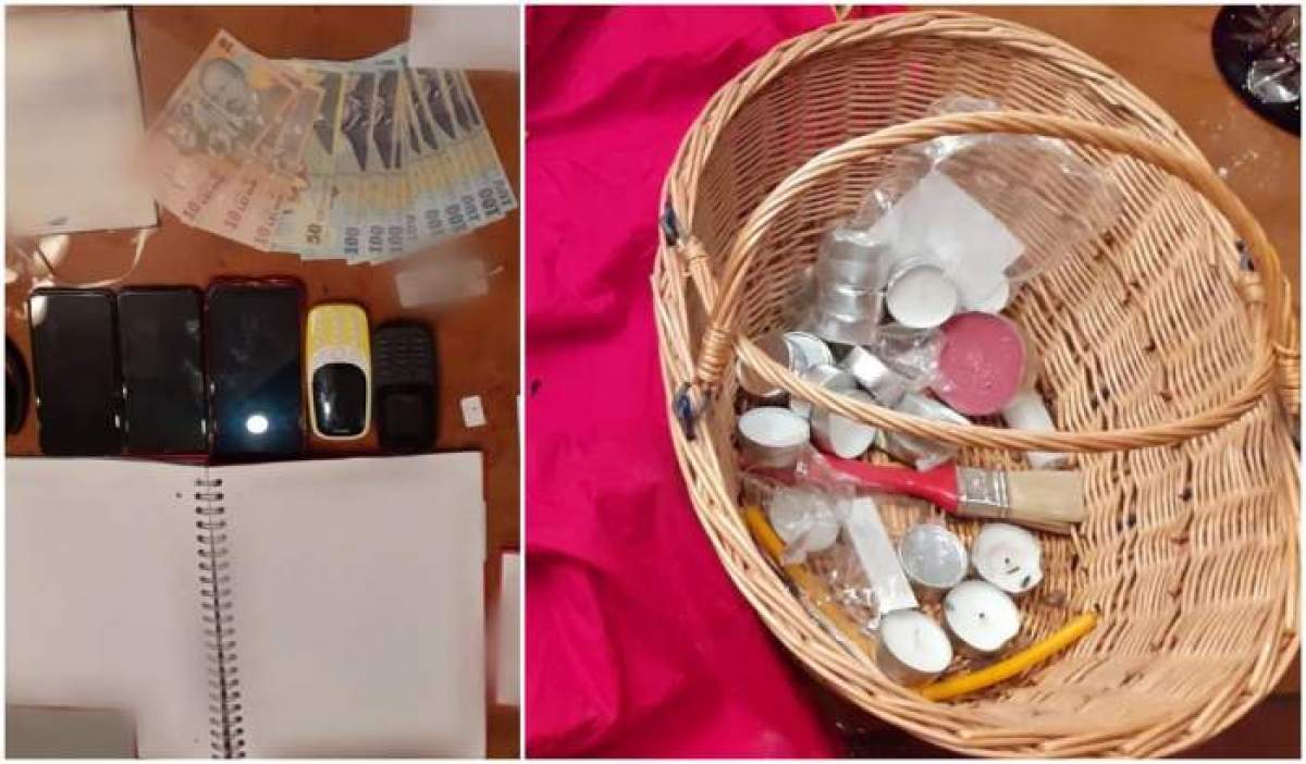 Imagini cu obiectele confiscate de la vrăjitoarele din Ploiești: bani, lumânări, telefoane
