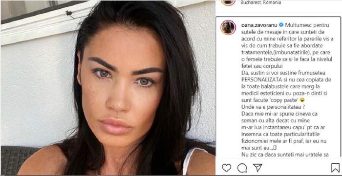 Oana Zăvoranu a publicat un selfie, iar la descrie oferă un răspuns acuzațiilor