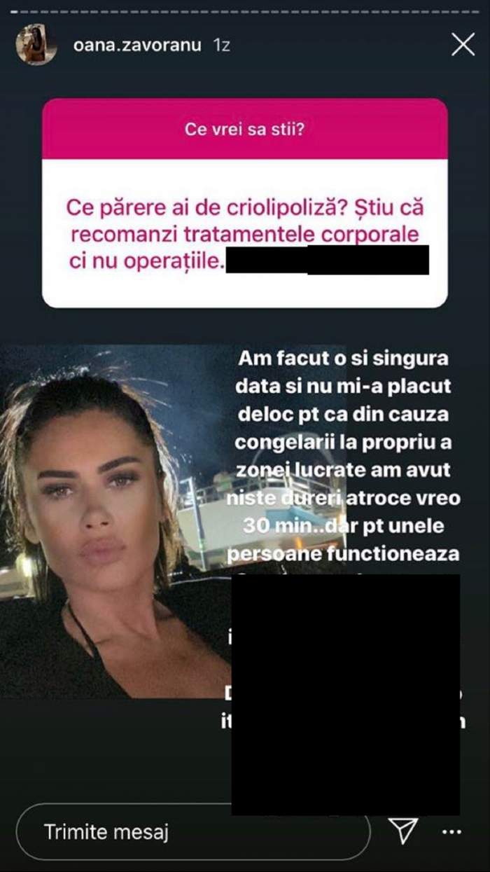 Oana Zăvoranu le răspunde fanilor pe Instagram