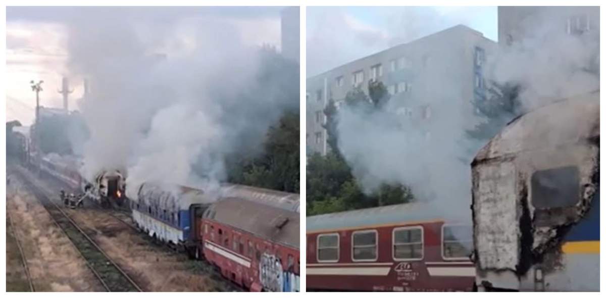 Incendiu la locomotiva unui tren București-Viena. Traficul feroviar a fost blocat