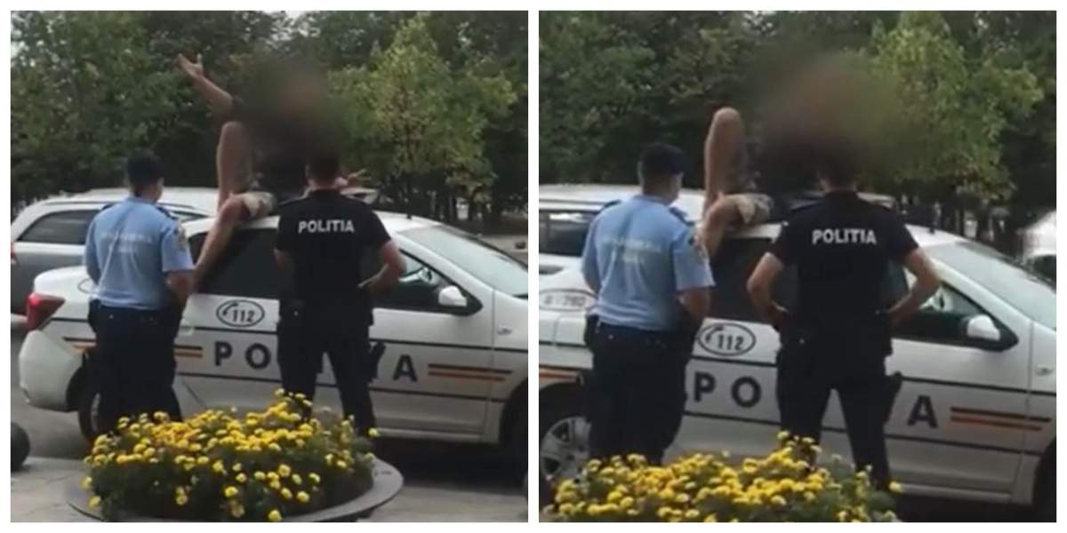 Un bărbat s-a urcat pe autospeciala Poliției, pentru a protesta, în București