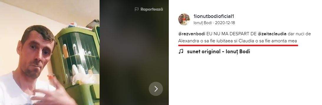 Captură Tik Tok cu profilul lui Alex Bodi.