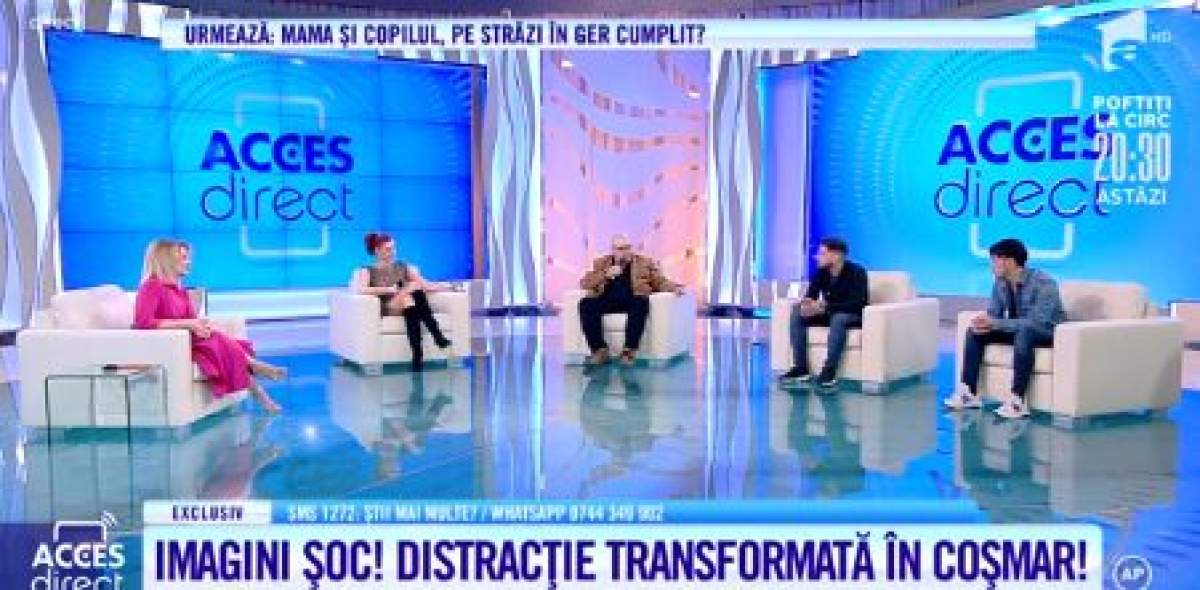 Tinerii bătuți sunt în platoul Acces Direct, alături de invitați și prezentatoare