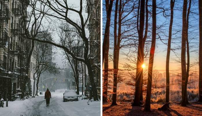 Colaj foto cu un anotimp rece și unul călduros