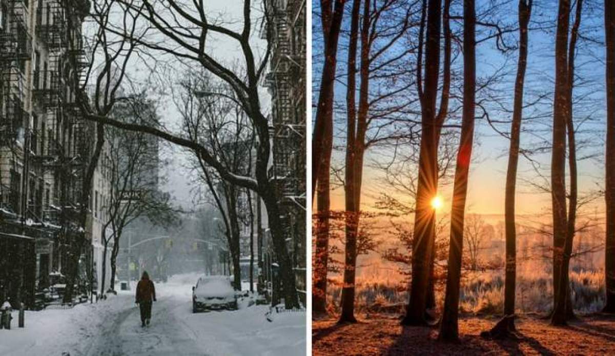 Colaj foto cu un anotimp rece și unul călduros