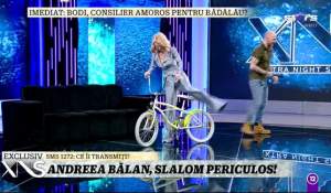 Imagini incredibile. Andreea Bălan a mers cu bicicleta în direct, în platoul Xtra Night Show / VIDEO