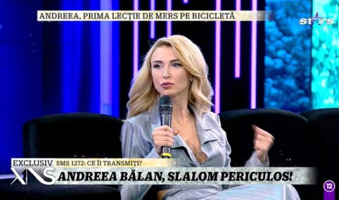 Imagini incredibile. Andreea Bălan a mers cu bicicleta în direct, în platoul Xtra Night Show / VIDEO