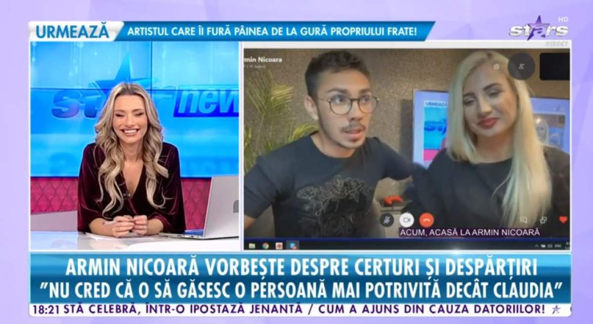 Armin Nicoara si Claudia Puican sunt la artist acasa, ofera un interviu live pentru Antena Stars