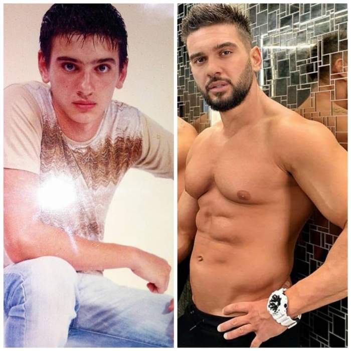 Colaj cu Dorian Popa în adolescență vs în prezent.