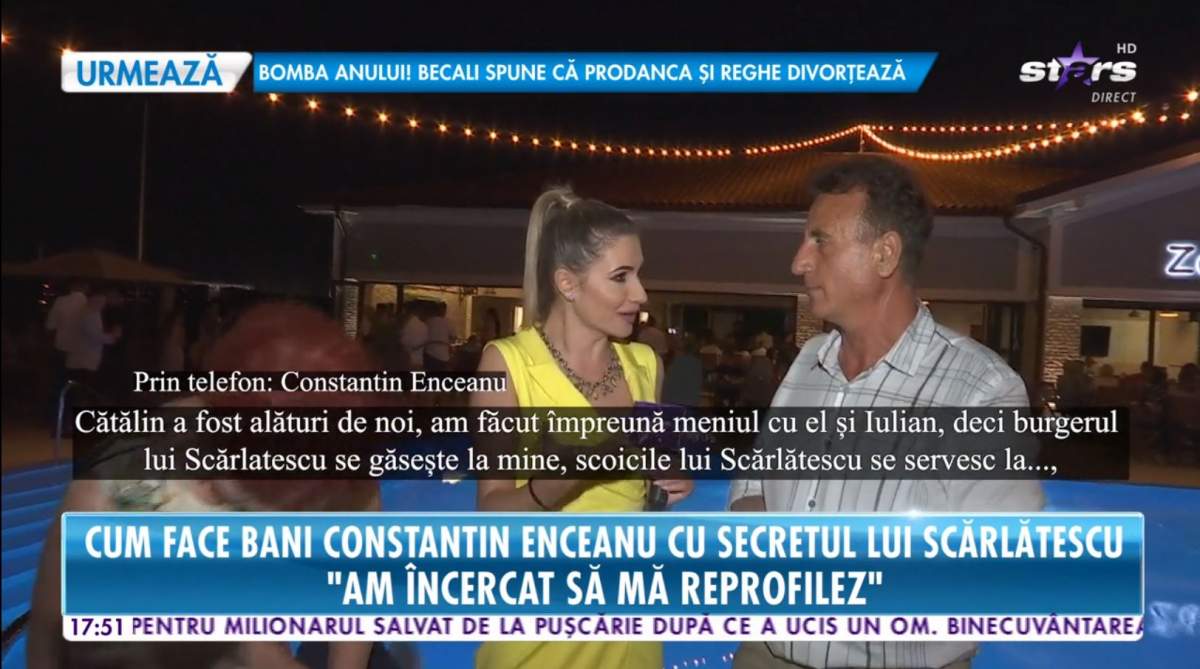 Constantin Enceanu ofera un interviu pentru Antena Stars despre restaurantul lui