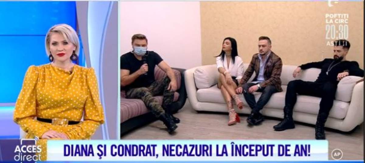 Colaj foto cu Mirela Vaida, reporterul Acces Direct, Condrat, Diana și iubitul ei