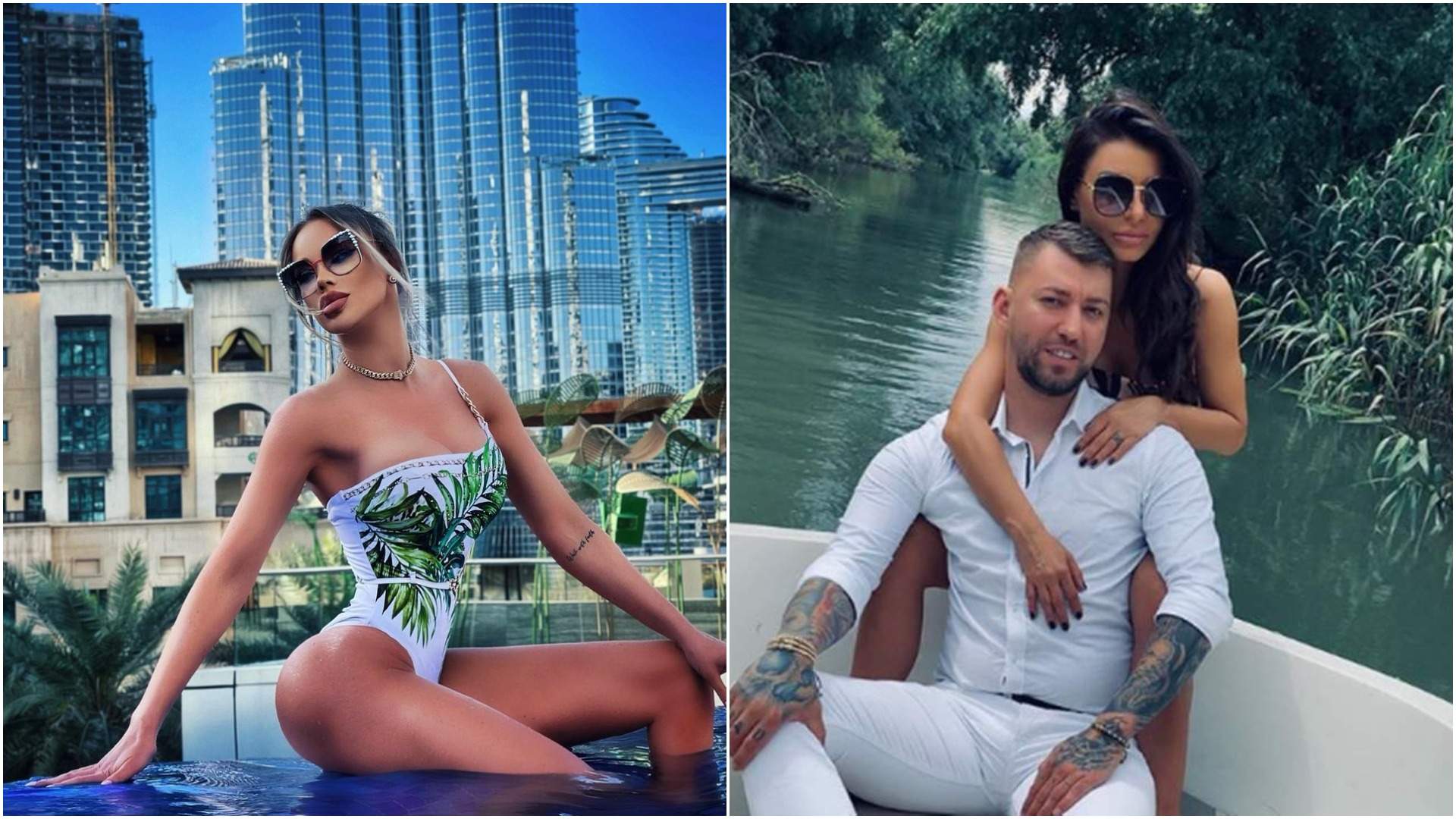 Colaj cu Bianca Drăgușanu în costum de baie/ Ana Mocanu și Rareș în perioada în care formau un cuplu.