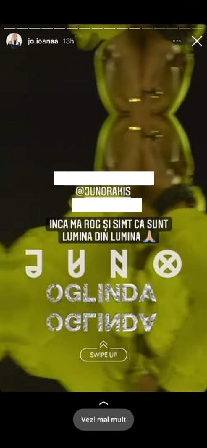 Captură cu mesajul subtil postat de Jo pe Instagram.