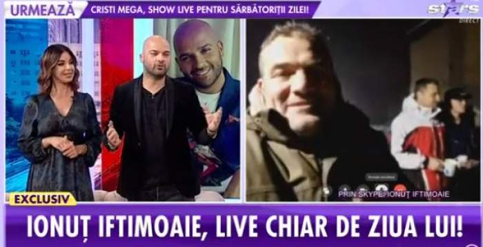 Claj foto cu Ionuț Iftimoaie alături de familie și prezentatorii emisiunii ”Showbiz Report”