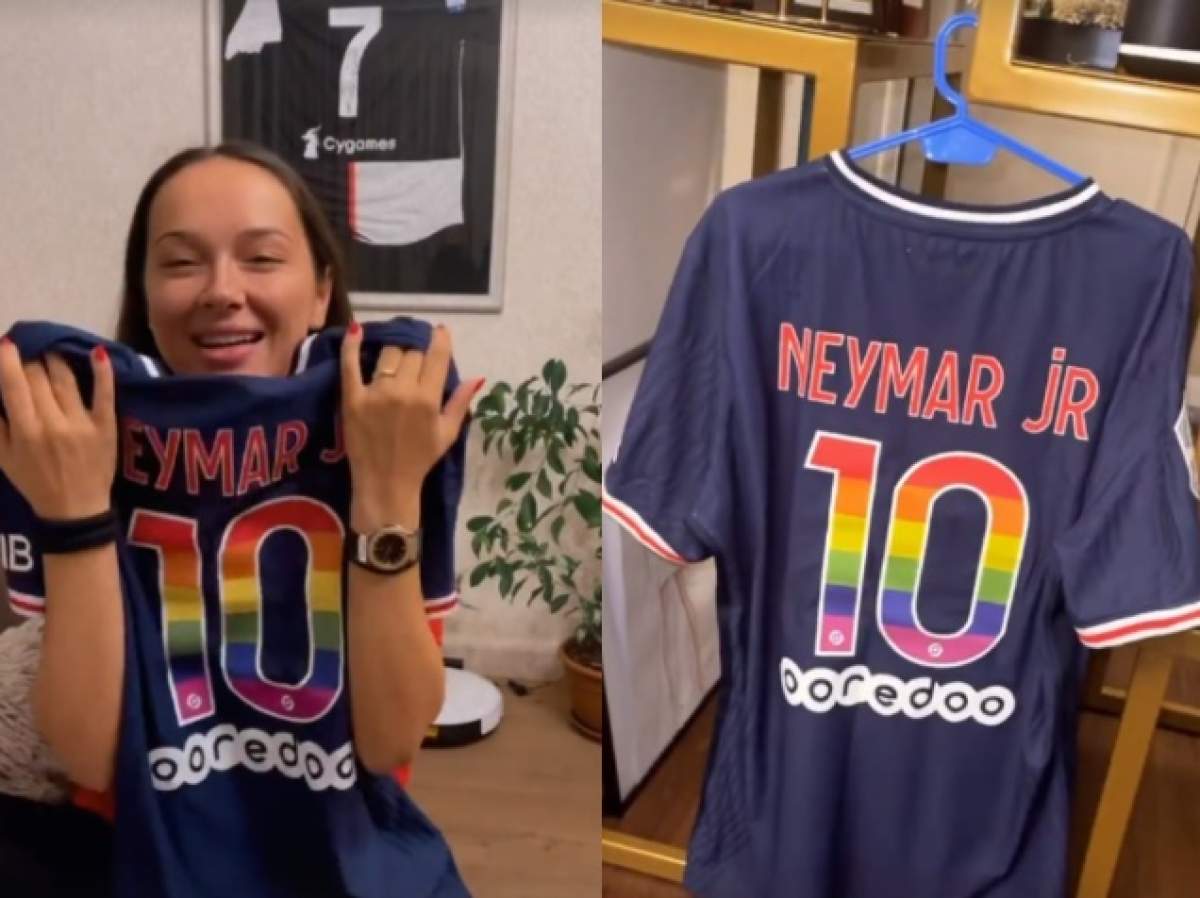 Vlăduța Lupău a câștigat la licitație tricoul fotbalistului Neymar. Artista s-a declarat un fan înrăit: ”Face parte din lucrurile mele de valoare” / FOTO