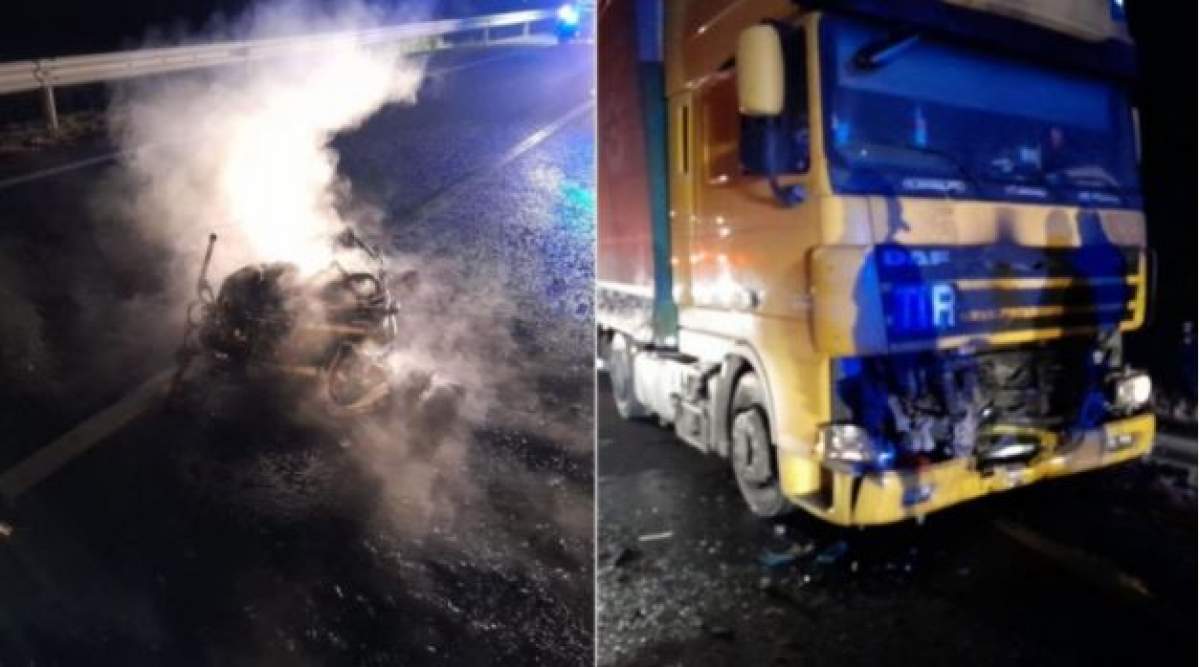 Accident teribil în Satu Mare! Un motociclist a murit carbonizat, după ce a fost spulberat de un TIR