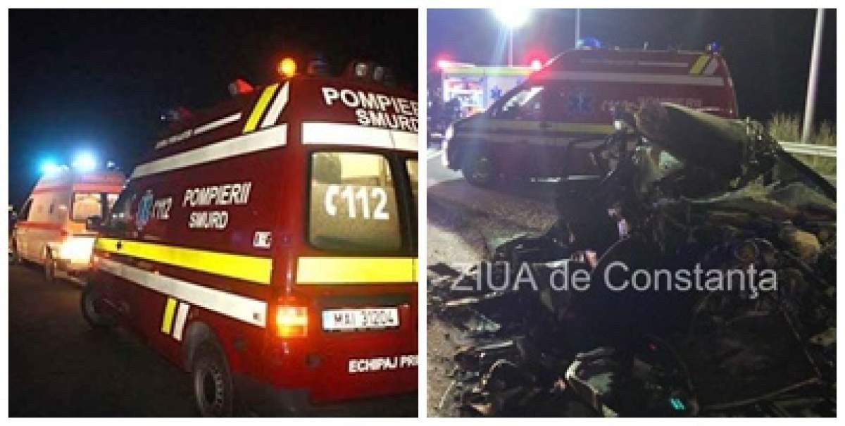 Colaj foto cu salvări și imagini de la accident