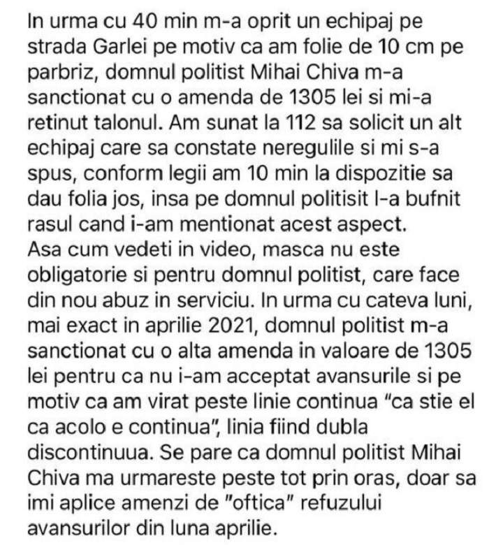 Polițistul acuzat că a hărțuit o șoferiță, scandal cu repetiție / Detalii exclusive 