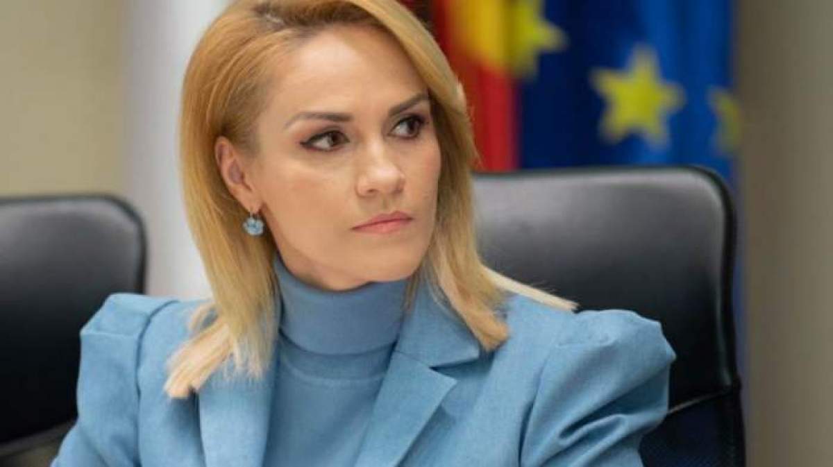 Gabriela Firea, în albastru, fiind serioasă