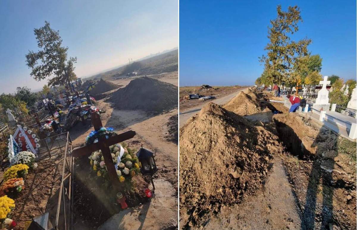 Imagini dramatice la Slobozia. În cimitir nu mai sunt locuri libere, iar oamenii sunt îngropați pe marginea drumului