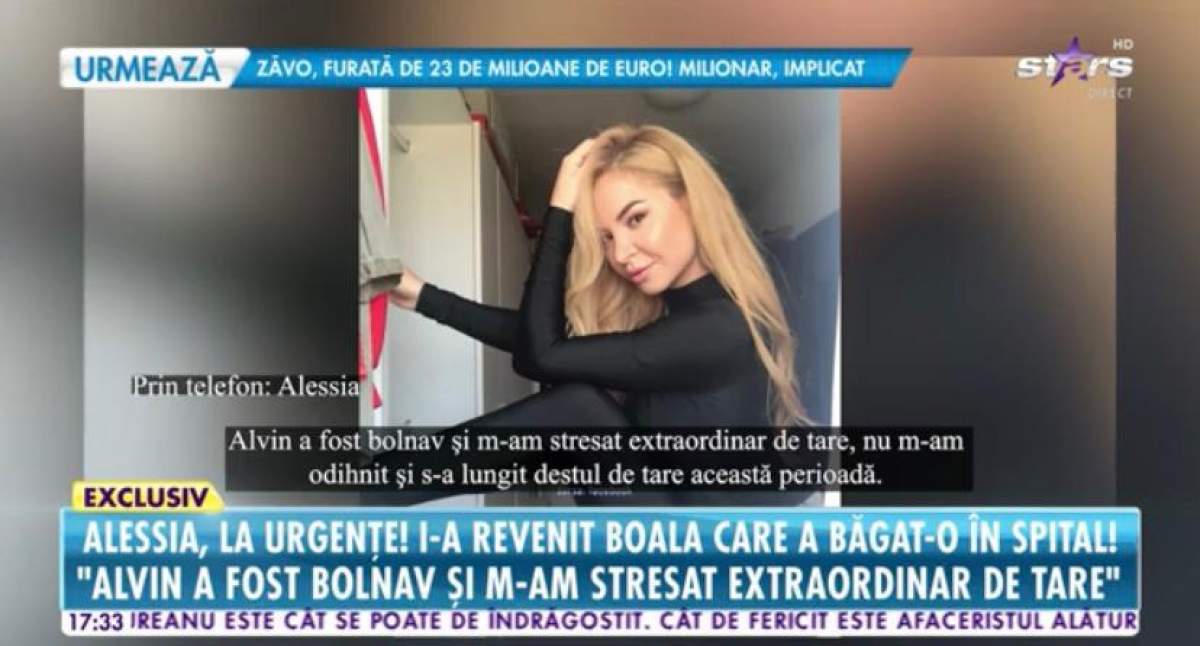 Alessia, primele declarații după ce a ajuns de urgență la spital. Cum se simte vedeta acum: ''Am fost avertizată de medici'' / VIDEO