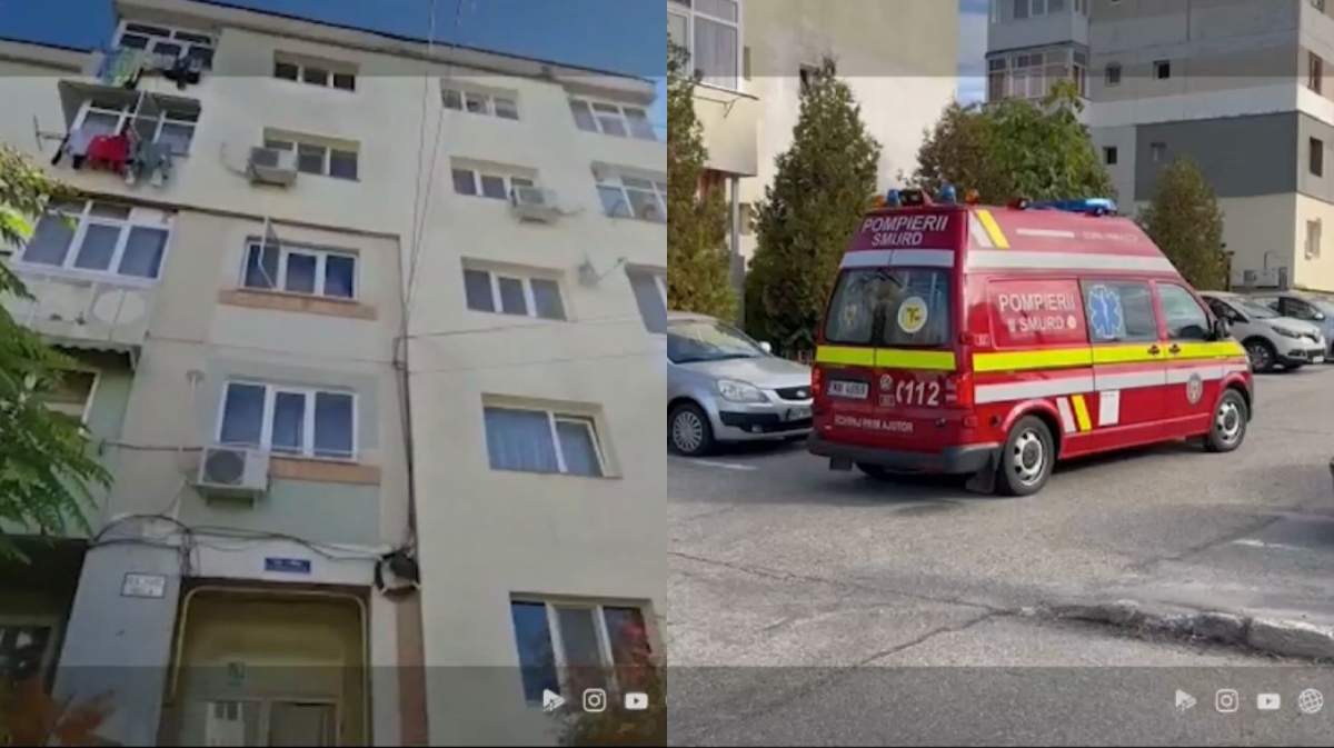 O fetița de doi ani din Mioveni a căzut în gol de la etajul blocului. A fost transportată de urgență la spital / VIDEO