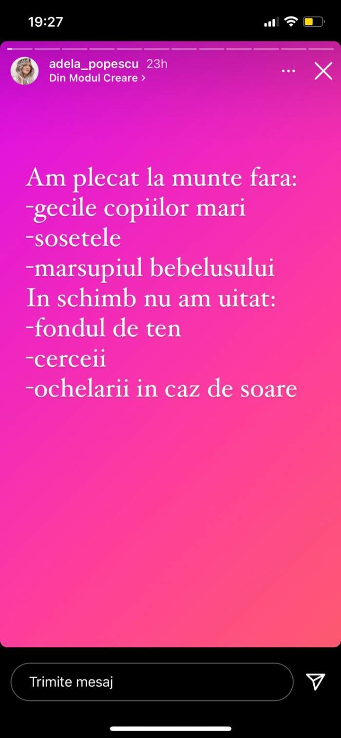 Adela Popescu, vacanță cu peripeții la munte. Ce lucruri a uitat vedeta să pună în bagaj / FOTO