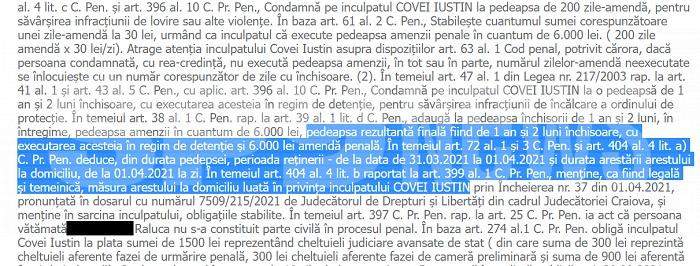 EXCLUSIV / Pușcărie pentru fiul de judecător acuzat că și-a sechestrat iubita care abia născuse / „Prințișorul” Iustin Covei, un an și două luni, cu executare!