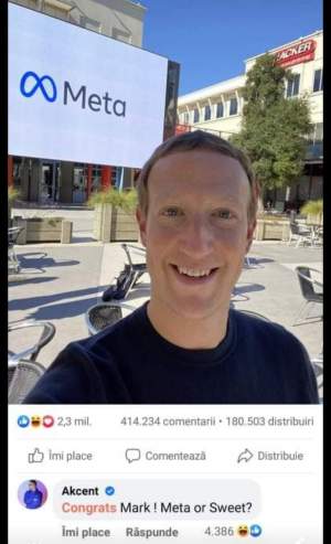 Ce i-a scris Adrian Sînă lui Mark Zuckerberg după ce a anunțat schimbarea numelui Facebook în Meta. Comentariul a stârnit un val de reacții