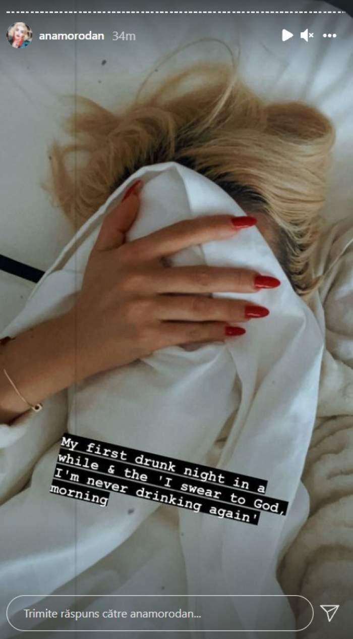 Ce a postat Ana Morodan după o noapte de beție. ”Contesa digitală” le-a arătat internauților cum s-a trezit: „Jur că nu mai beau niciodată” / FOTO