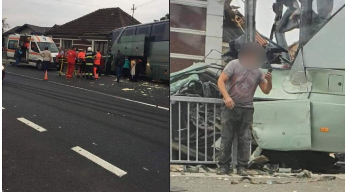 Un autocar cu pasageri s-a izbit violent de un TIR, în Bihor. Nouă persoane au fost rănite / FOTO