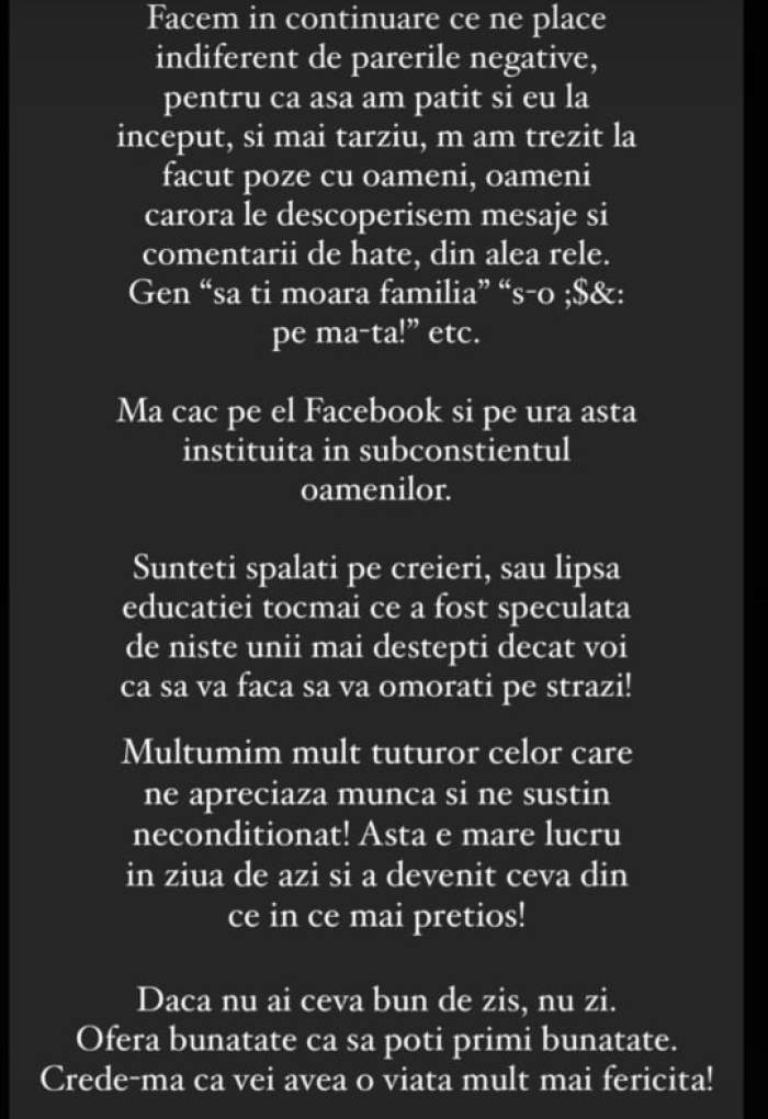 Mesajul publicat de Speak