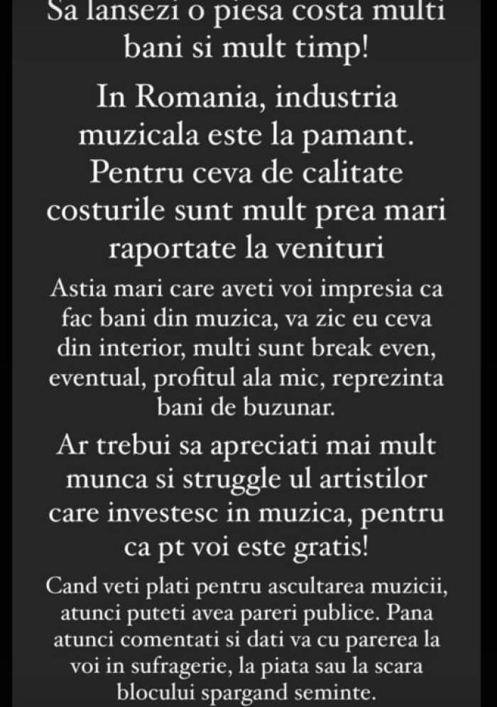 Speak a răbufnit după ce internauții au criticat-o pe Ștefania pentru cariera sa muzicală: ”Dați-vă cu părerea la voi în sufragerie” / FOTO