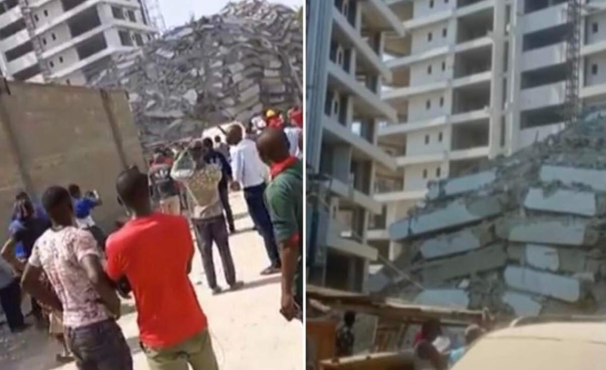 Un bloc de 21 de etaje din Nigeria s-a prăbușit. Peste 100 de persoane sunt prinse sub dărâmăturile clădirii