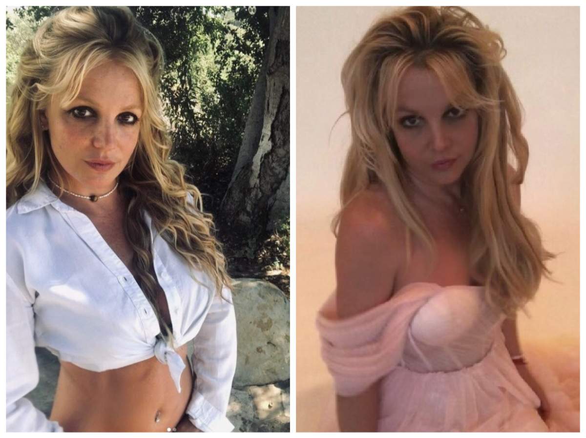 Britney Spears, colaj de pe Instagram cu ea într-o rochie roz și într-o cămașă albă