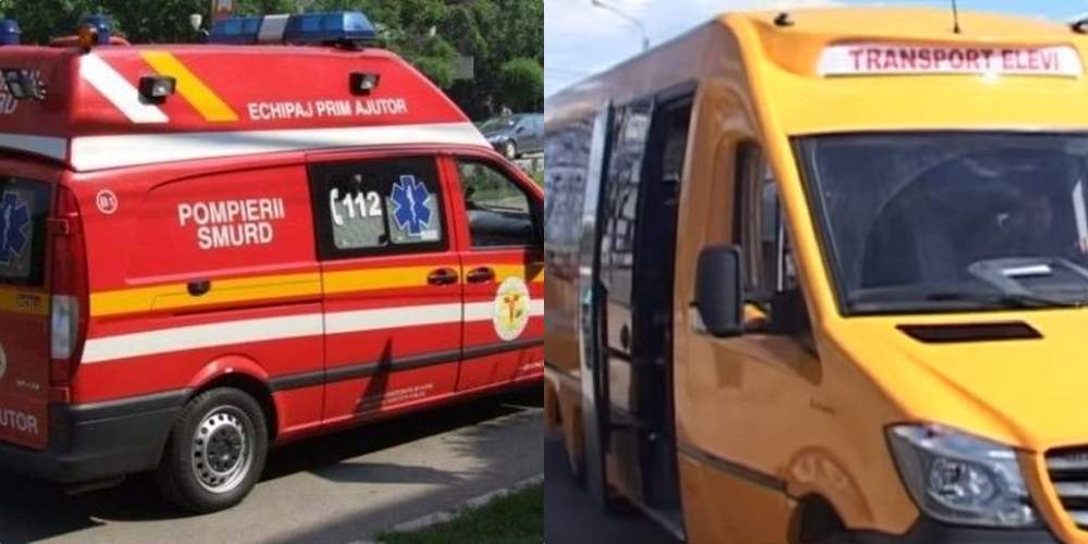 S-a activat planul roșu de intervenție în Prahova. Un microbuz școlar plin cu elevi, implicat într-un grav accident rutier