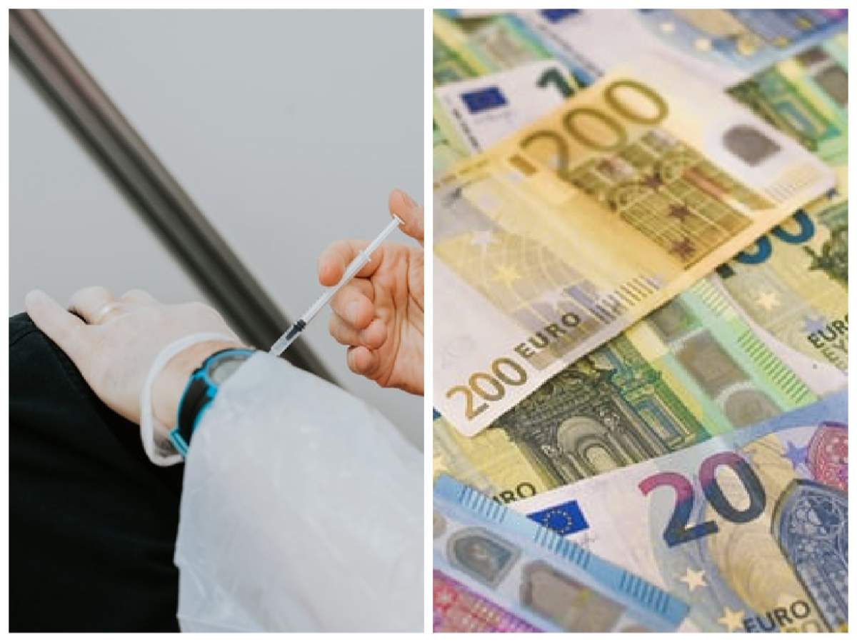 colaj cu vaccinare și bancnote euro